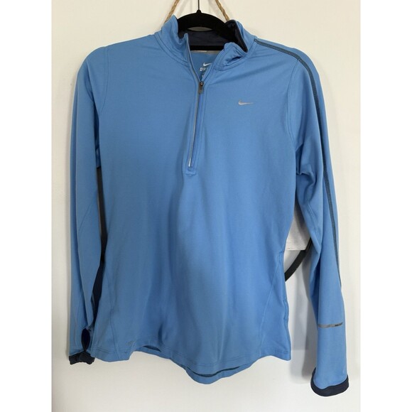 Nike Dri Fit Athletic Pullover 1/4 Zip Turquoise Women’s Medium Thumb holes.Sz M - Picture 1 of 5